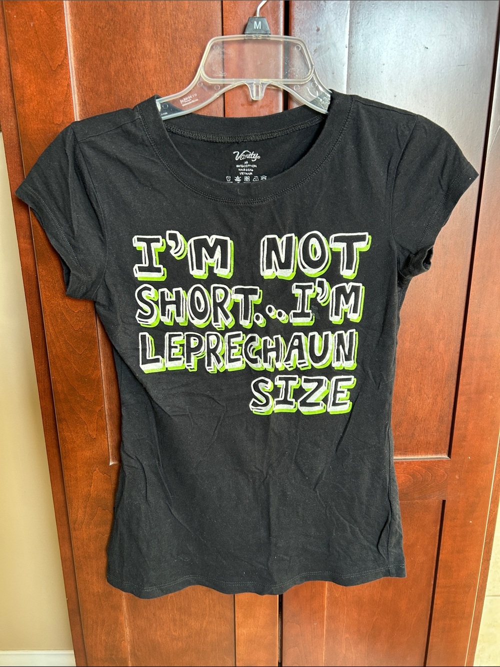 3/$20 - Vanity Black Graphic Leprechaun Tee with Lime and White Lettering - M